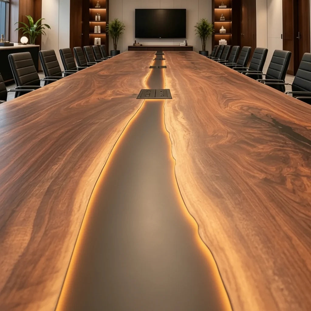 Black Walnut Obsidian Boardroom Table by Thomas Dawn