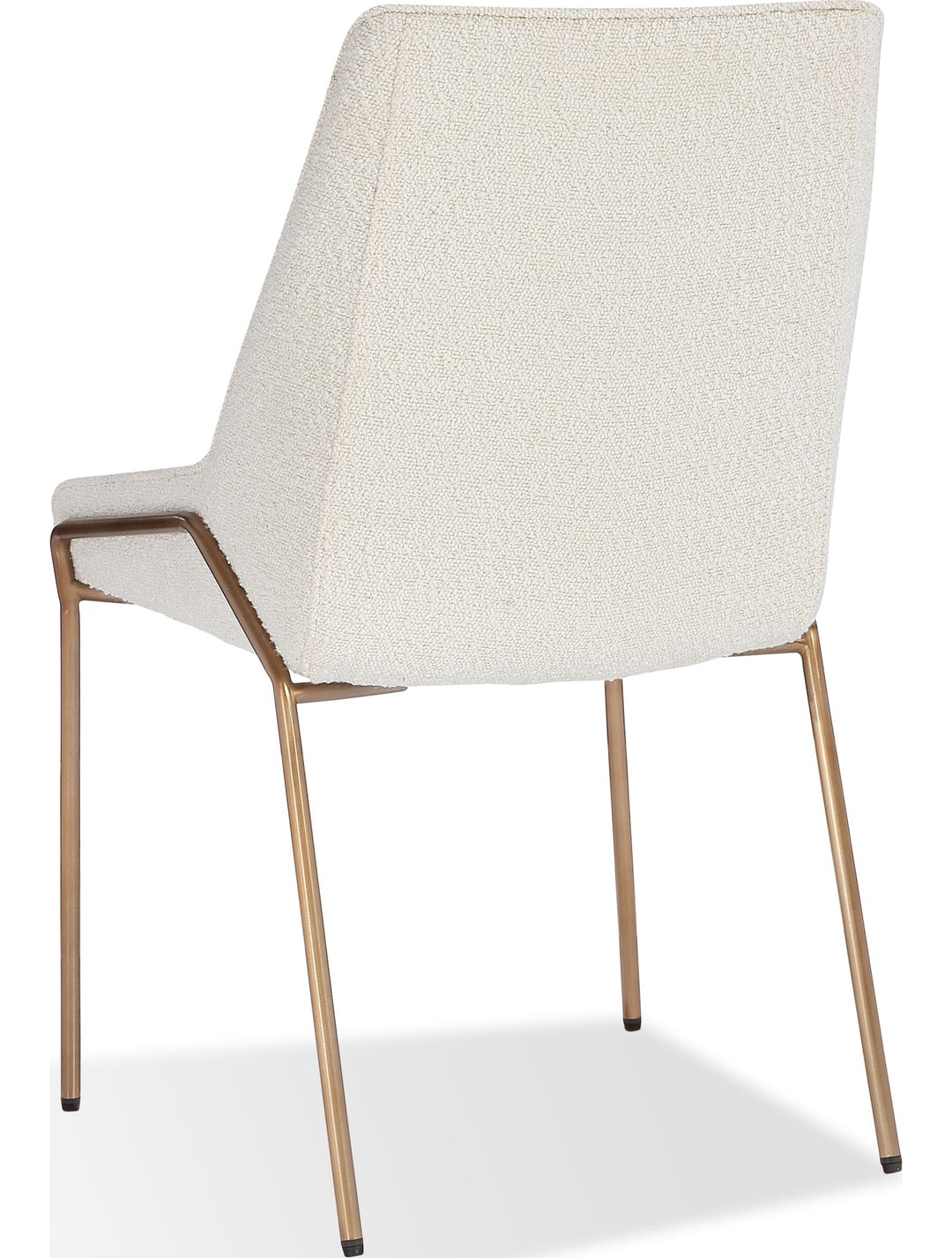 Cyrus Upholstered Dining Chair in Cottage Cheese Boucle and Brushed Bronze Metal — product view on a white background