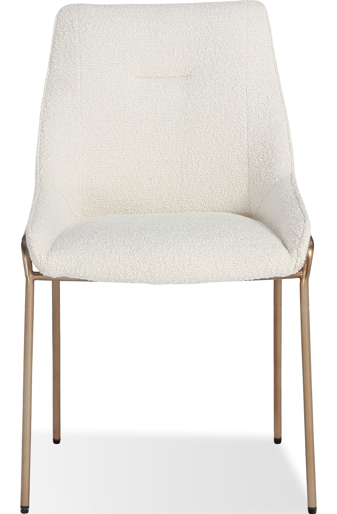 Cyrus Upholstered Dining Chair in Cottage Cheese Boucle and Brushed Bronze Metal — product view on a white background