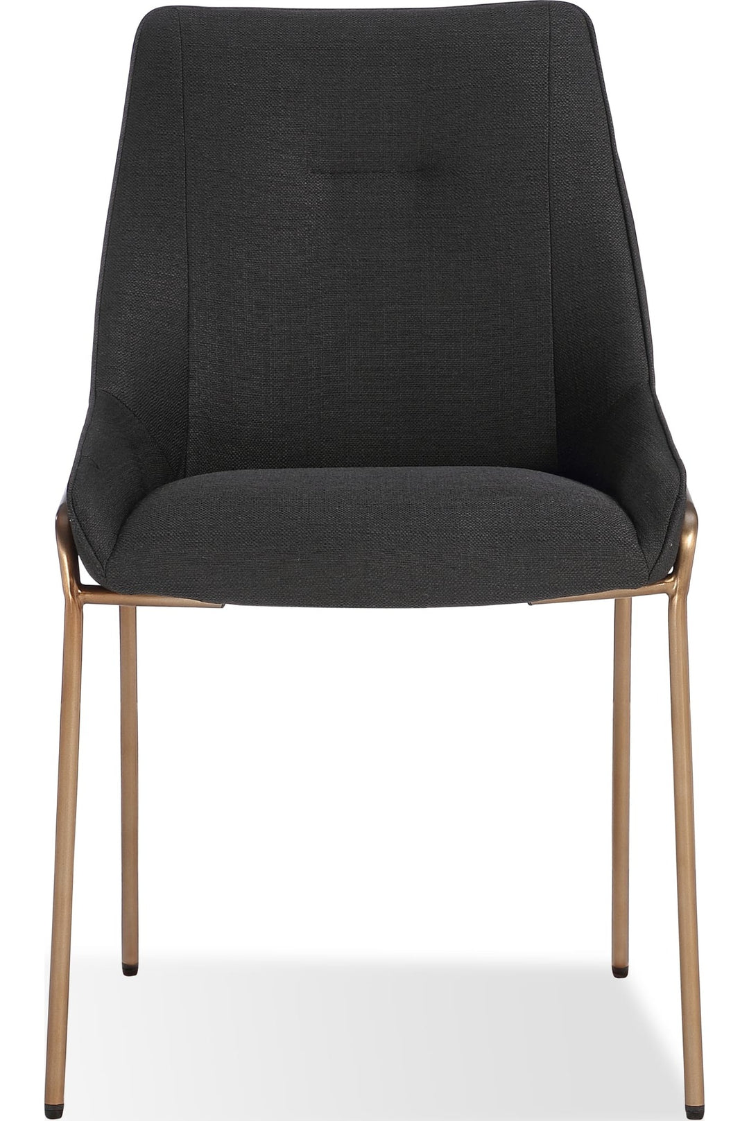 Cyrus Upholstered Dining Chair in Coal Fabric and Brushed Bronze Metal — product view on a white background