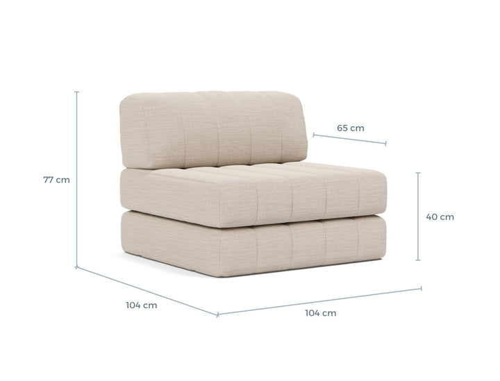 CozyPad Chair dimension drawing, sofa position