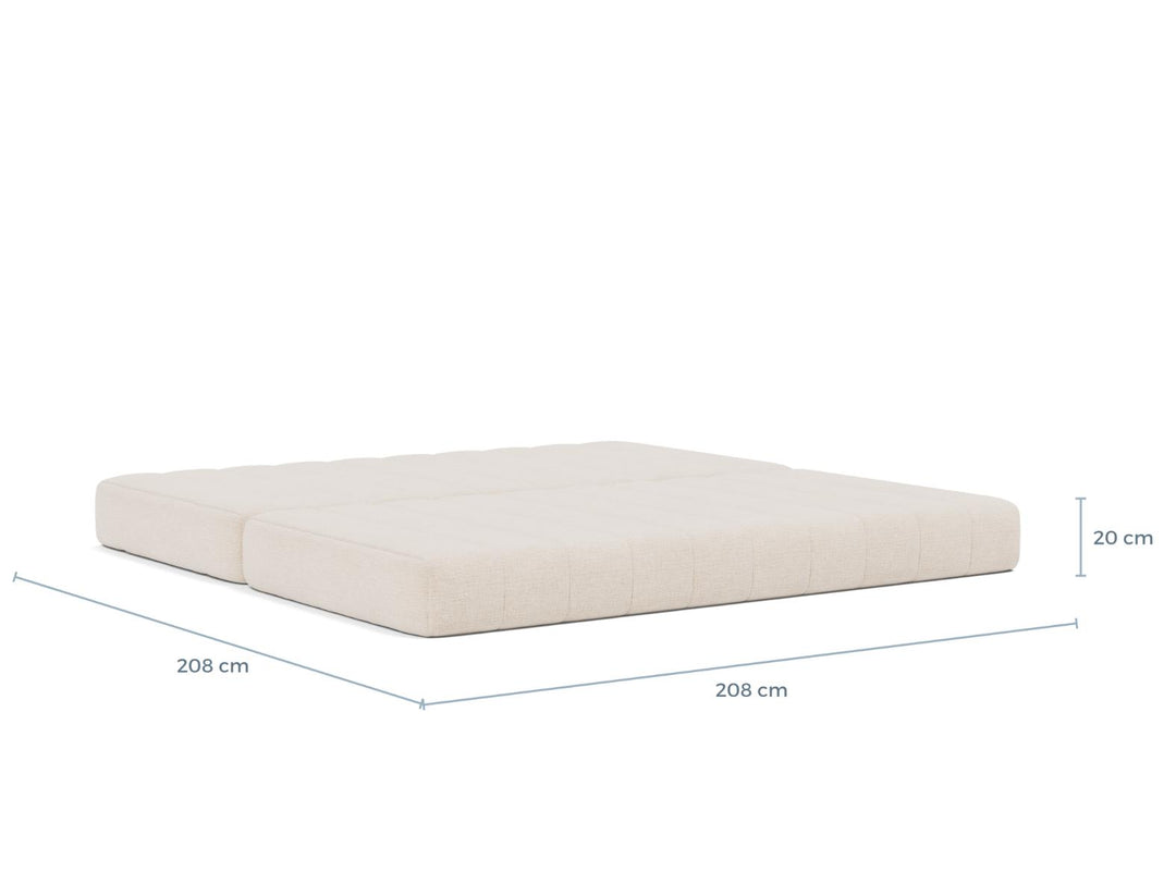 CozyPad Sleeper Sofa dimension drawing, bed position