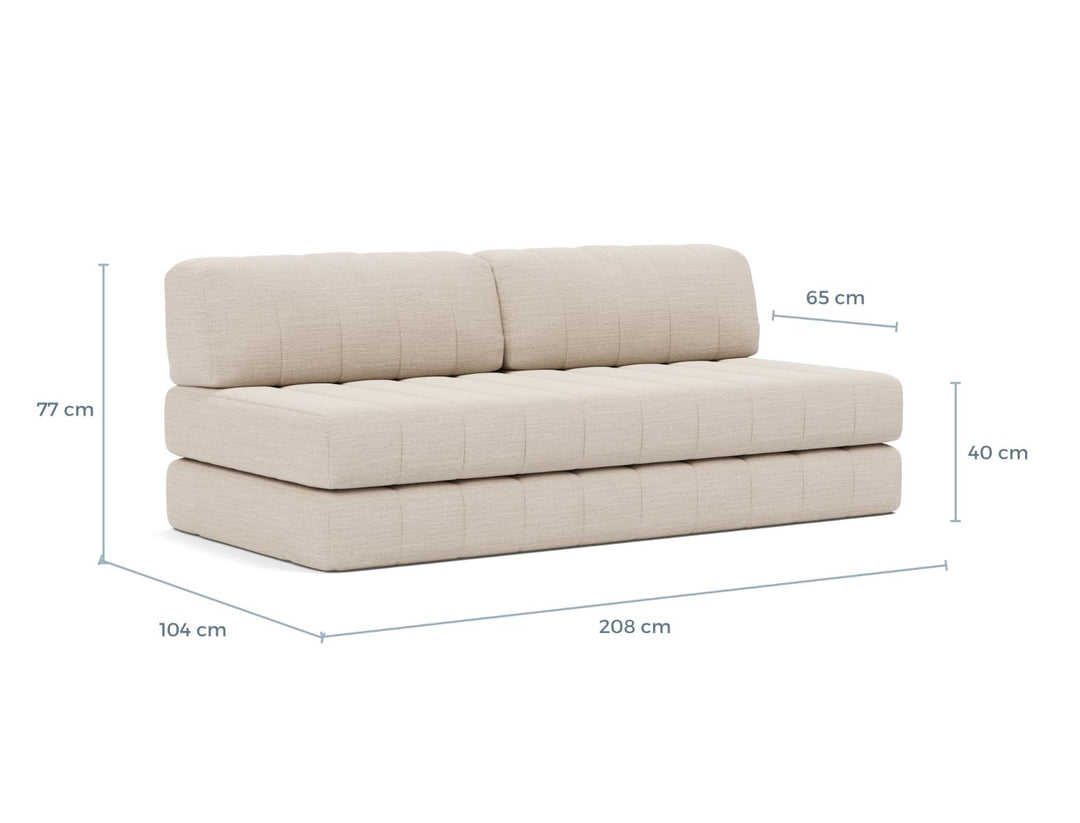 CozyPad Sleeper Sofa dimension drawing, sofa position
