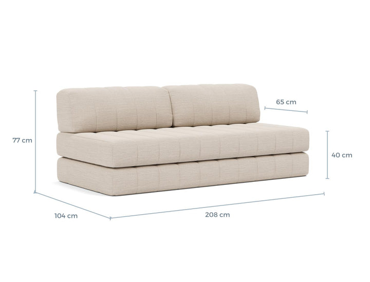 CozyPad Sleeper Sofa dimension drawing, sofa position