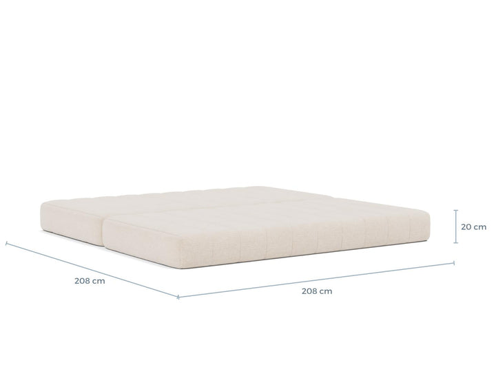 CozyPad Sleeper Sofa with arms dimension drawing, bed position