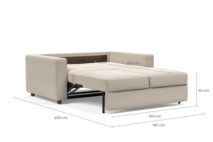 Neah Sleeper Sofa dimension drawing, full size, bed position