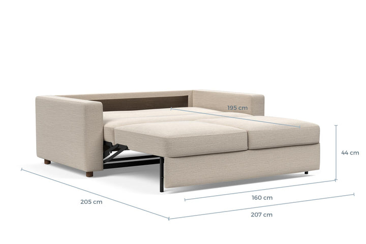 Neah Sleeper Sofa dimension drawing, queen size, bed position