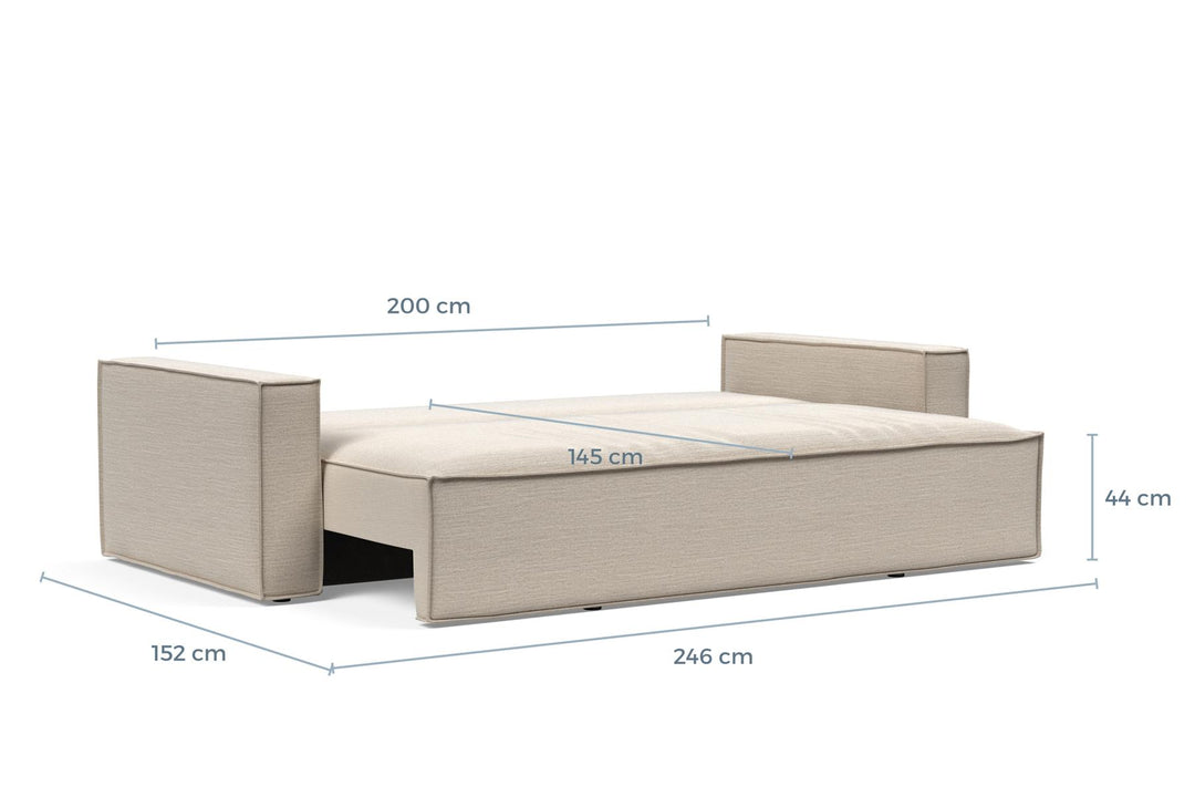 Newilla Sleeper Sofa dimension drawing, bed position