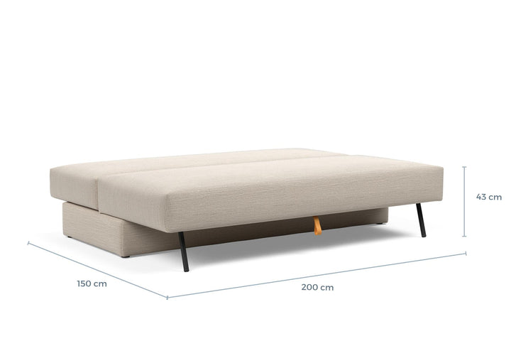 Osvald Sleeper Sofa dimension drawing, bed position