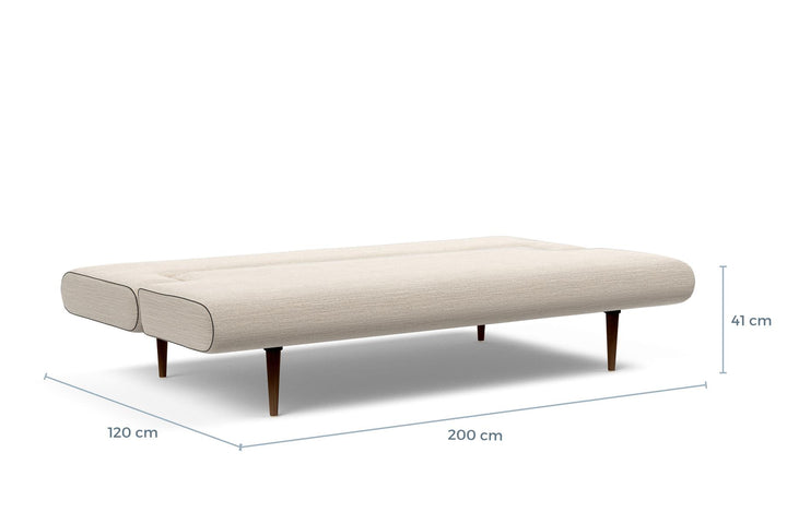 Unfurl Sleeper Sofa dimension drawing, bed position