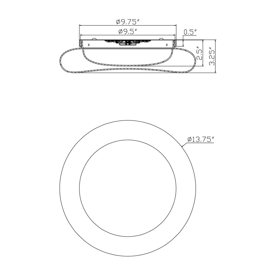 Bubble 13.75" LED Flush Mount by Studio M Lighting – line drawing