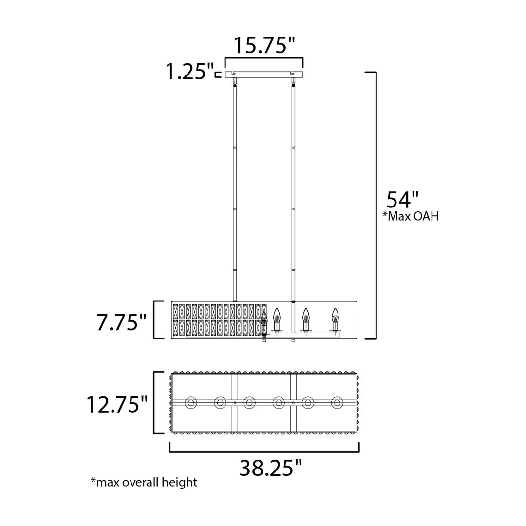Madeline 10-Light Linear Pendant by Studio M Lighting – line drawing