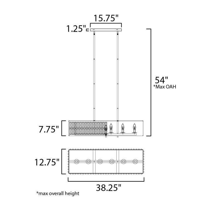 Madeline 10-Light Linear Pendant by Studio M Lighting – line drawing