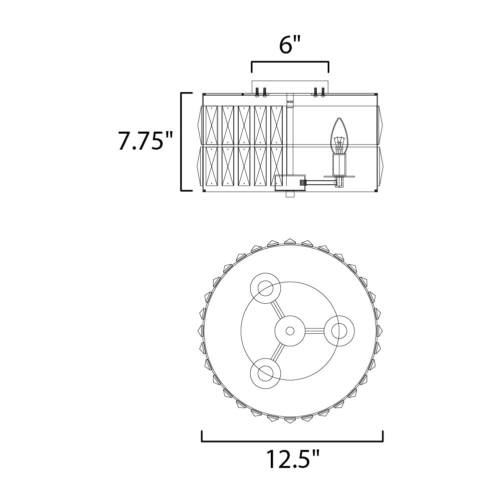 Madeline 3-Light Flush Mount by Studio M Lighting – line drawing