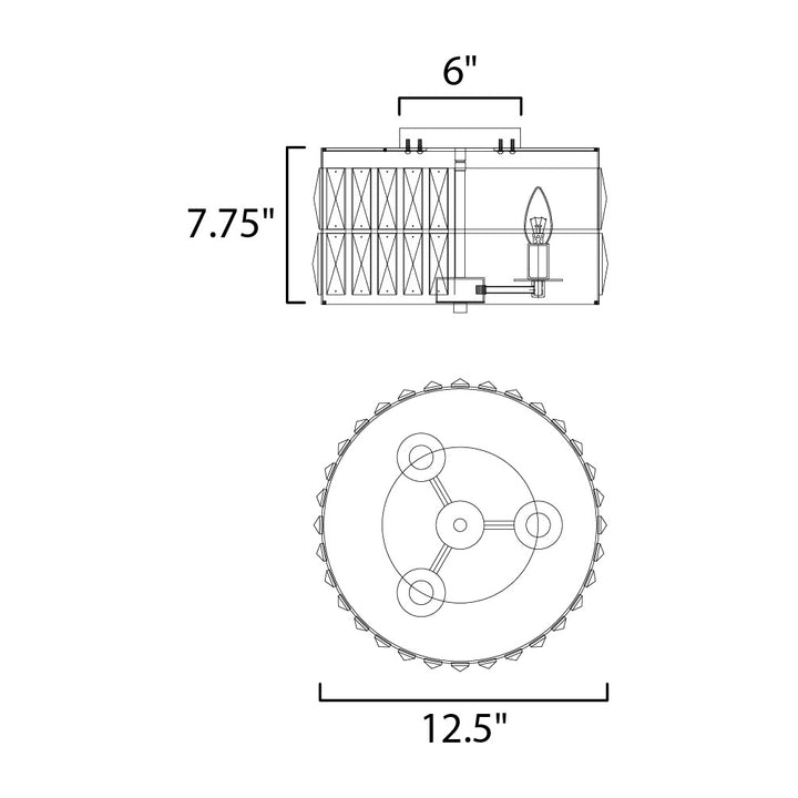 Madeline 3-Light Flush Mount by Studio M Lighting – line drawing