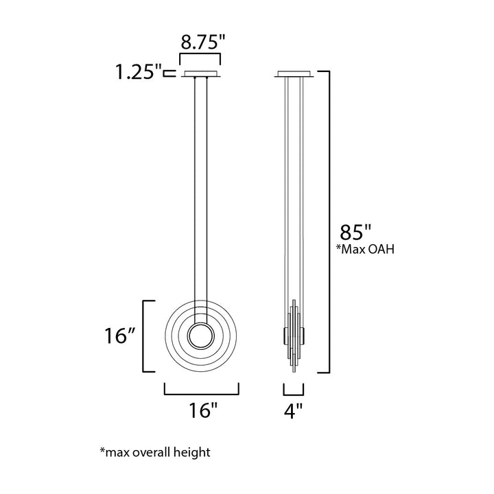 Stratum 1-Light LED Pendant by Studio M Lighting – line drawing