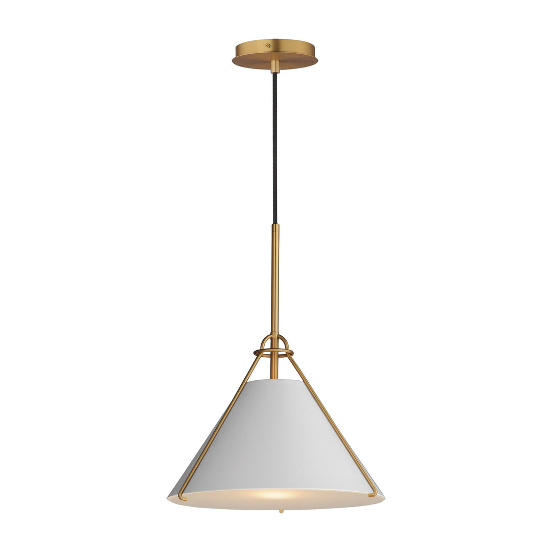 Lucas Single Pendant by Studio M Lighting in Light French Gray / Natural Aged Brass