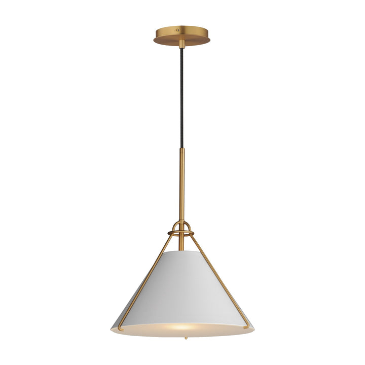 Lucas Single Pendant by Studio M Lighting in Light French Gray / Natural Aged Brass