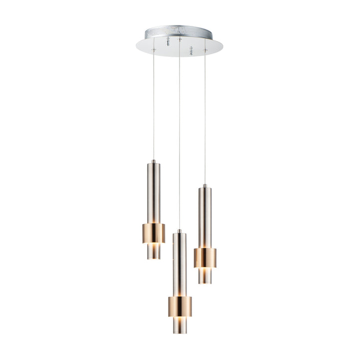 Reveal 3-Light LED Pendant by Studio M Lighting in Satin Nickel / Satin Brass
