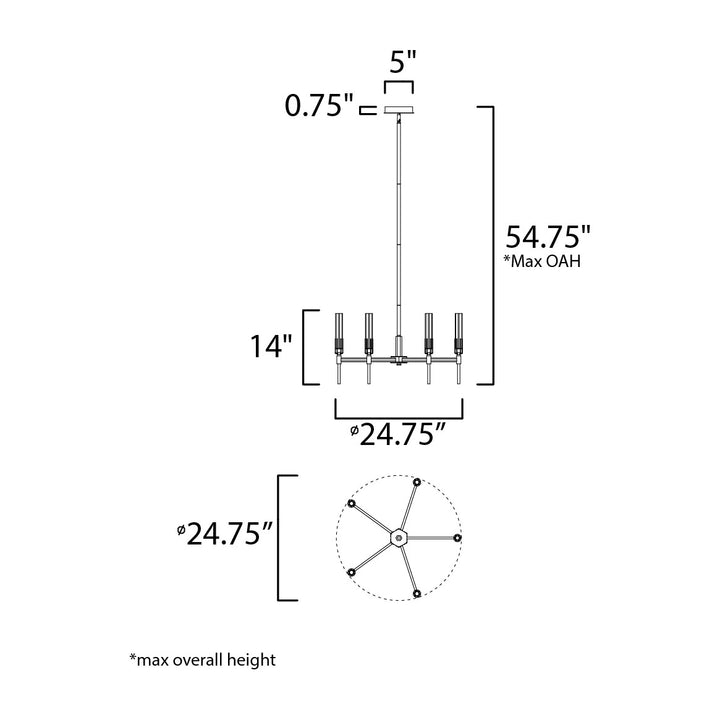 Flambeau 6-Light Chandelier 166125 by Studio M Lighting – line drawing