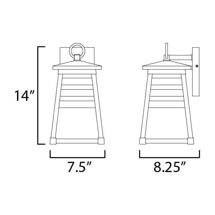 Shutters 1-Light Small Outdoor Wall Sconce by Studio M Lighting – line drawing