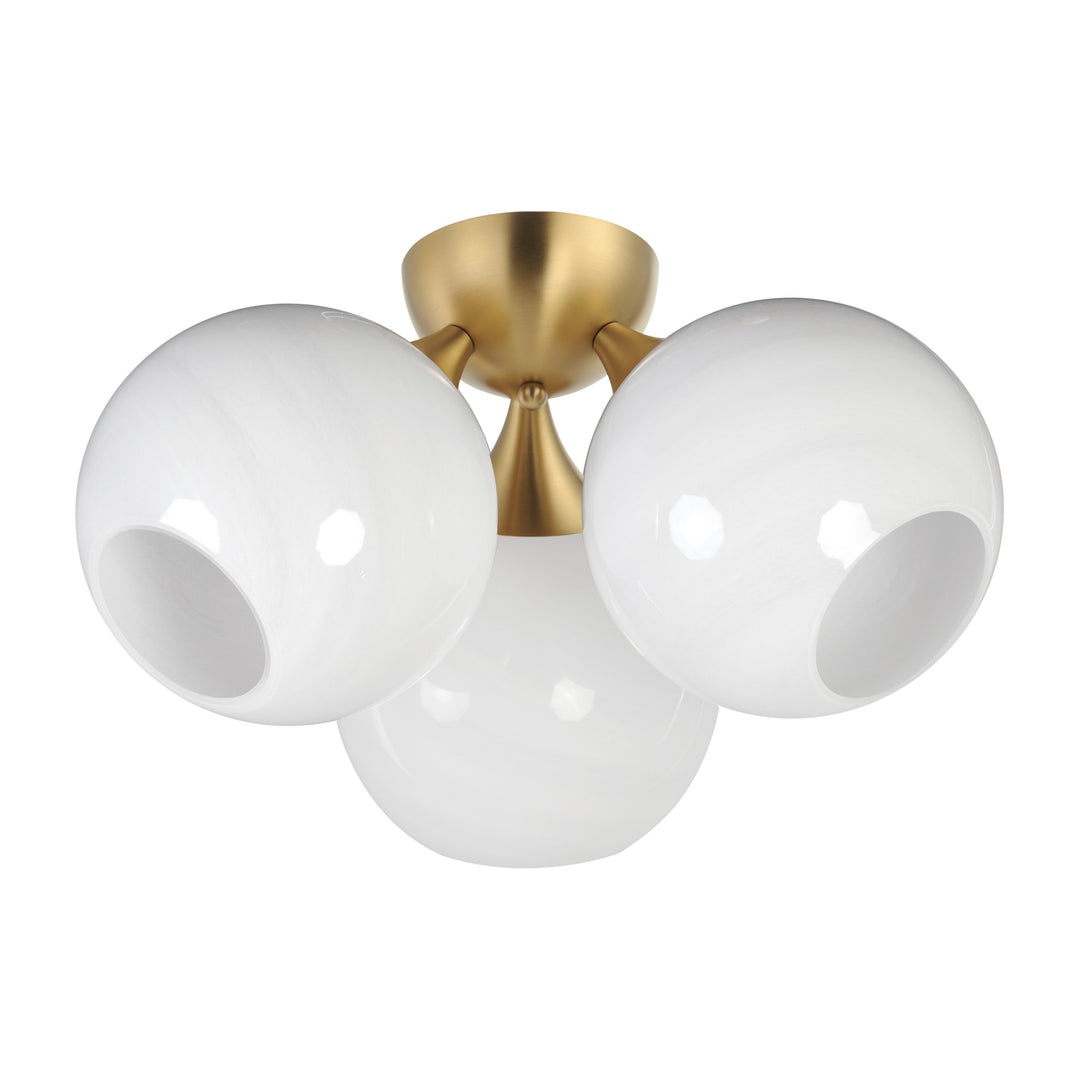 Neve 3-Light Semi Flush by Studio M Lighting in Natural Aged Brass