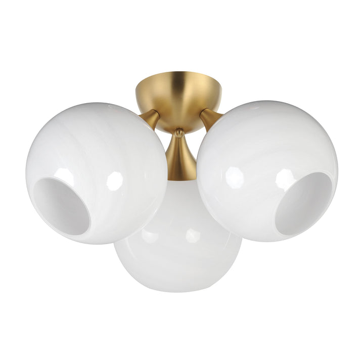 Neve 3-Light Semi Flush by Studio M Lighting in Natural Aged Brass