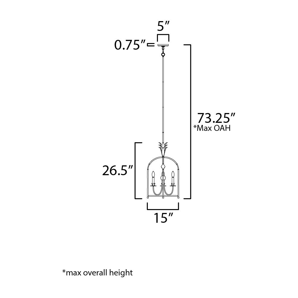 Paloma 3-Light Foyer Pendant by Studio M Lighting – line drawing