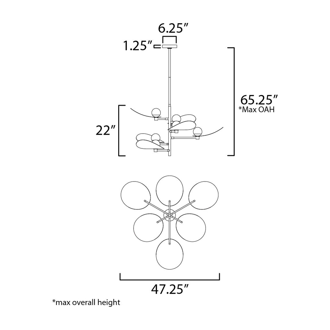 Pearl 6-Light LED Chandelier by Studio M Lighting – line drawing