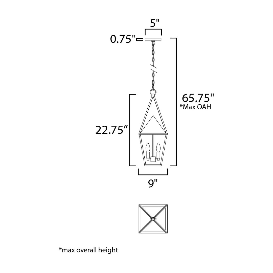 Bavaria 2-Light Large Outdoor Pendant by Studio M Lighting – line drawing