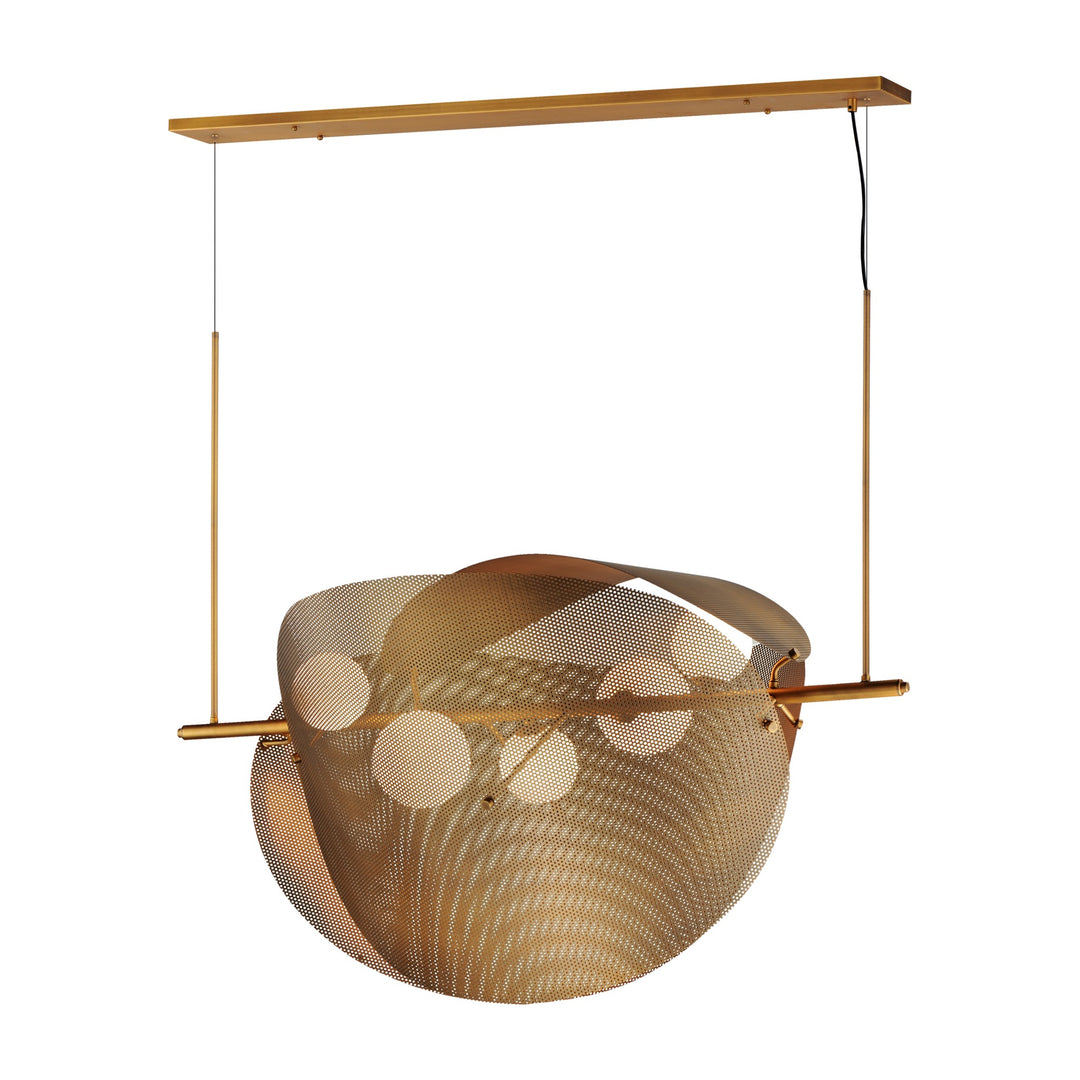 Chips 5-Light Linear Pendant by Studio M Lighting in Natural Aged Brass