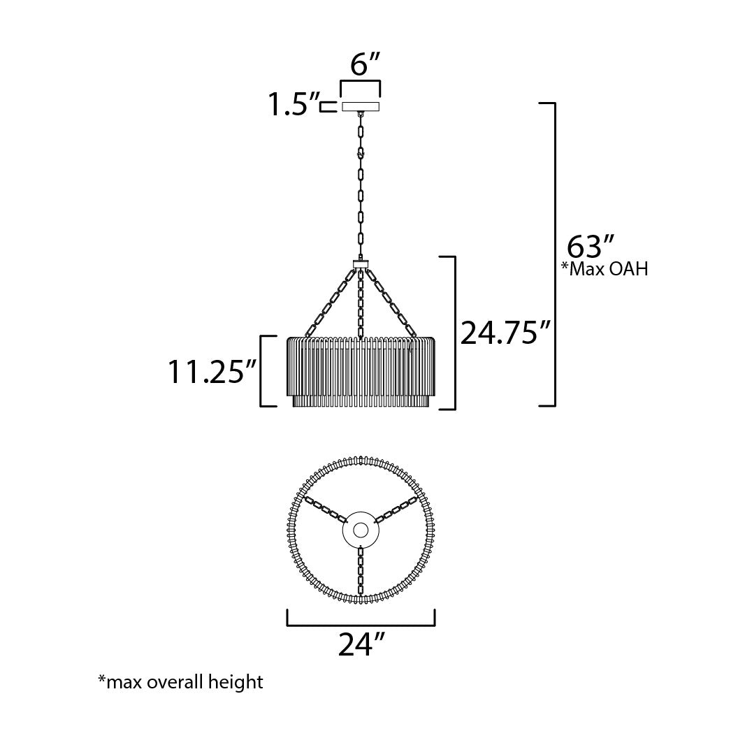 Jolie 24 LED Pendant by Studio M Lighting – line drawing