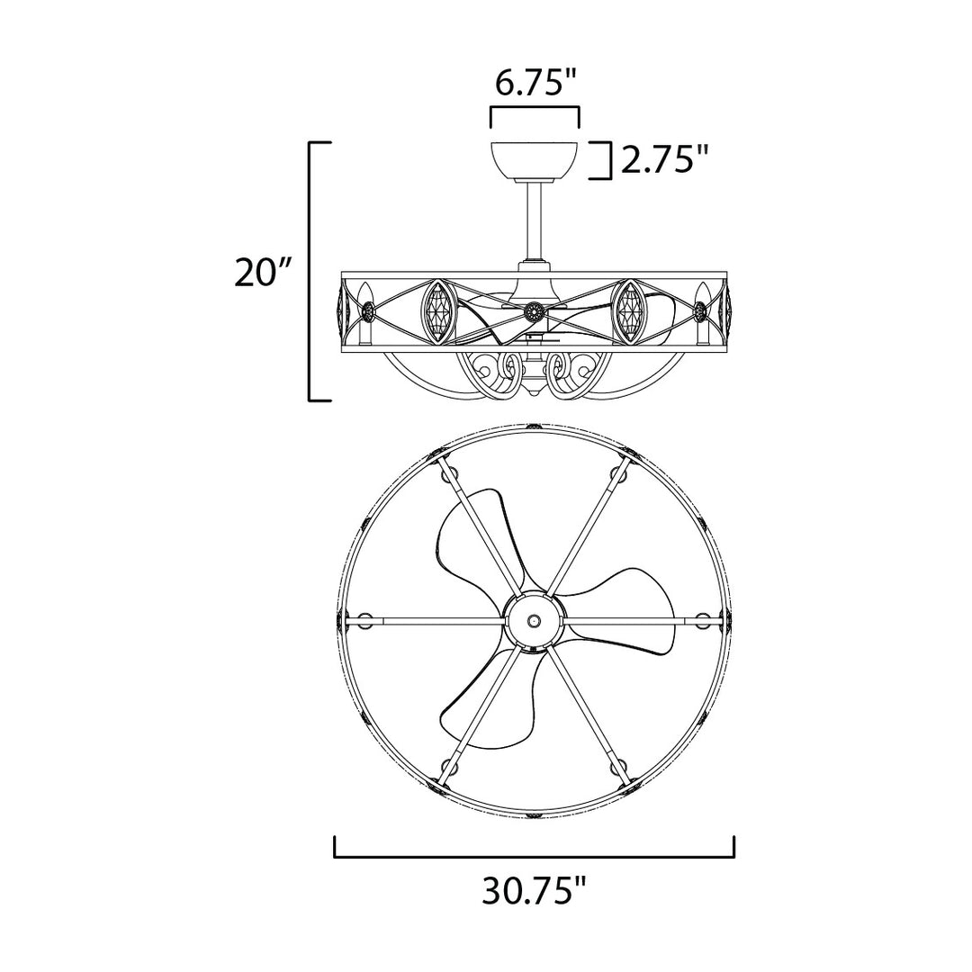 Solitaire 6-Light WiFi-enabled LED Fandelight by Studio M Lighting – line drawing
