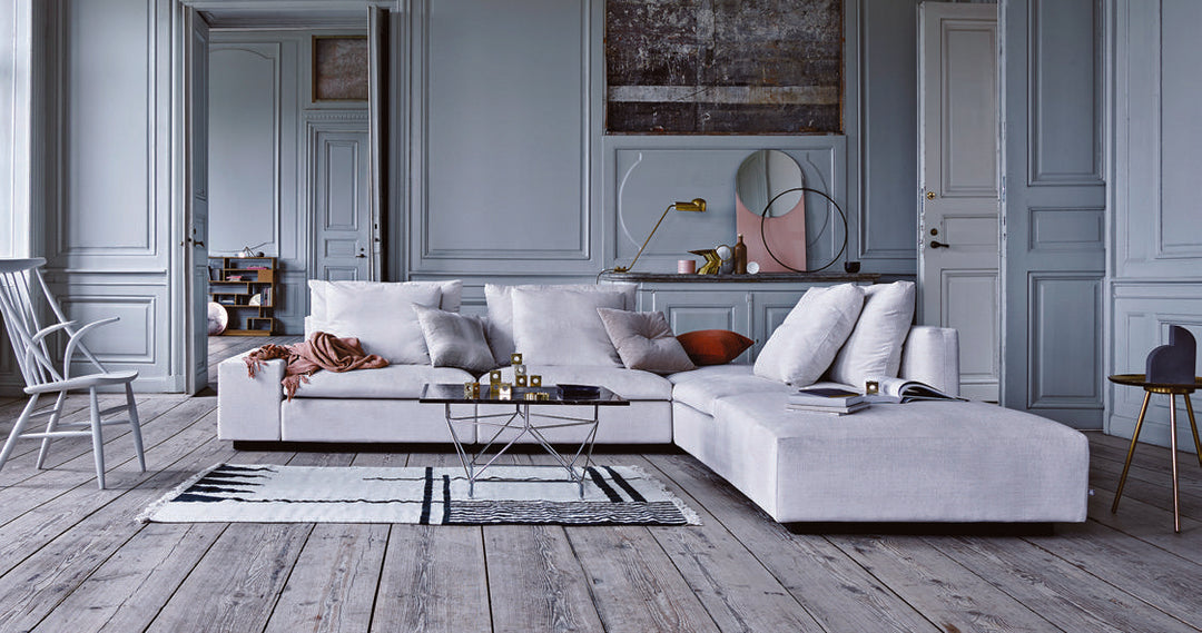 Dacapo Sectional by Eilersen — complete manufacturer lifestyle reference; consult the Jena 20 swatch for the QuickShip fabric