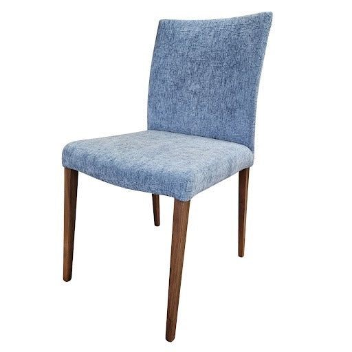 Dali Dining Chair — studio angle, blue fabric
