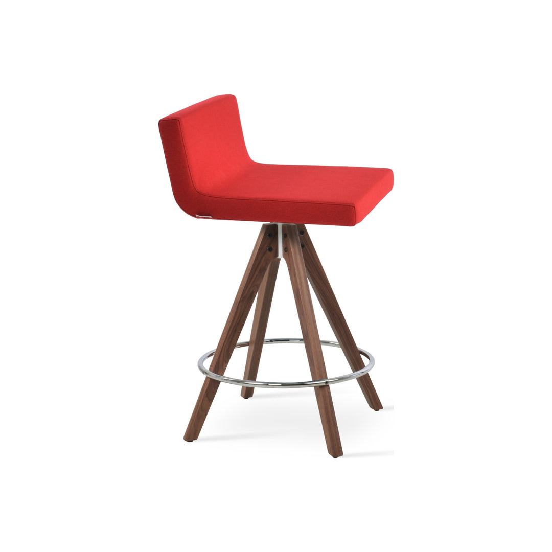 Dallas Pyramid Wood Swivel Stool by Soho Concept — white cutout