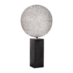 Ball Sculpture on Wood Pedestal Stainless Steel Phillips Collection