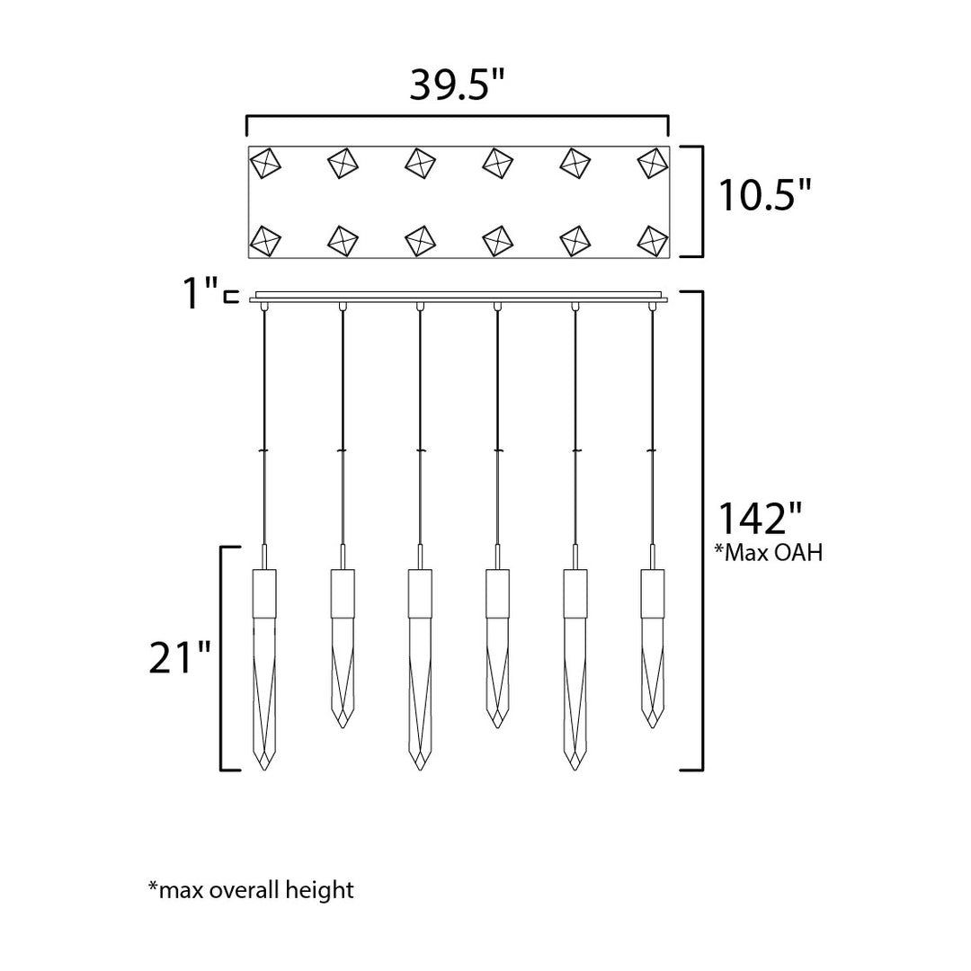 Quartz LED 12-Light Pendant by Studio M Lighting – line drawing
