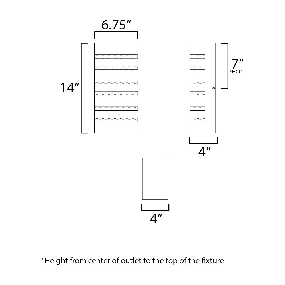 Keyes 14 LED Outdoor Wall Sconce by Studio M Lighting – line drawing