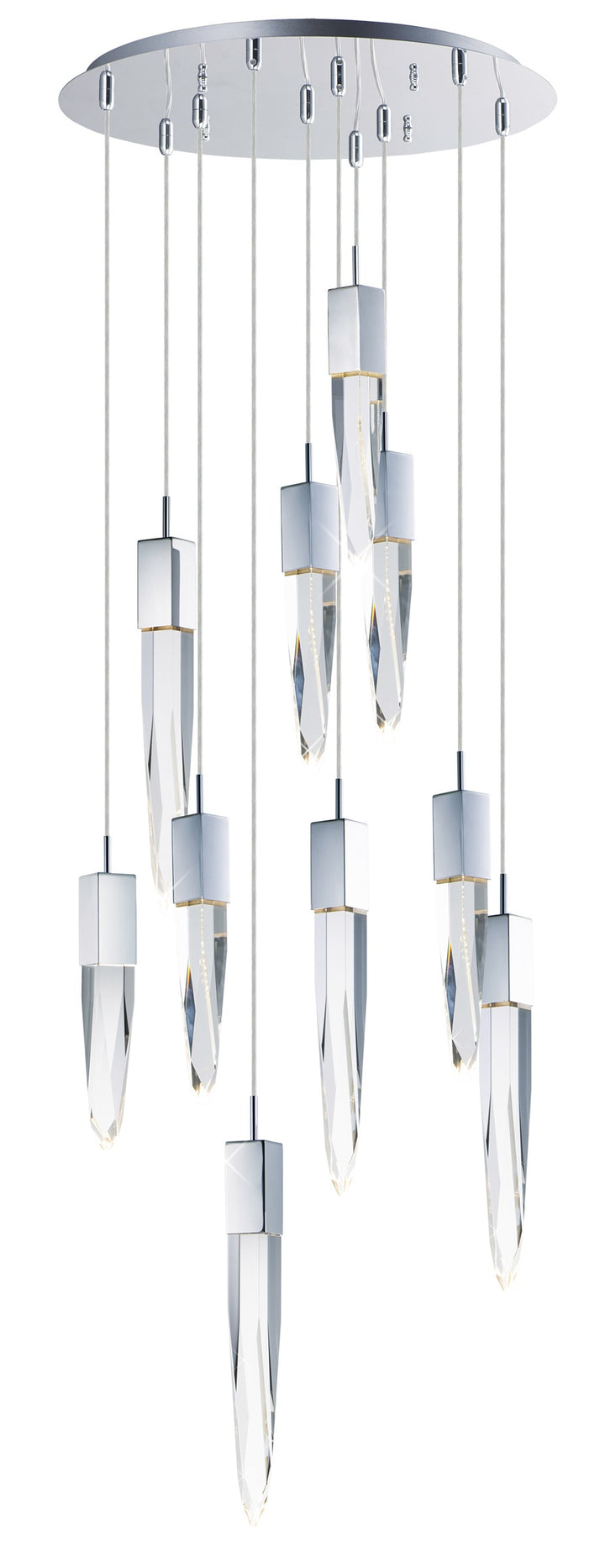 Quartz LED 10-Light Pendant by Studio M Lighting in Polished Chrome