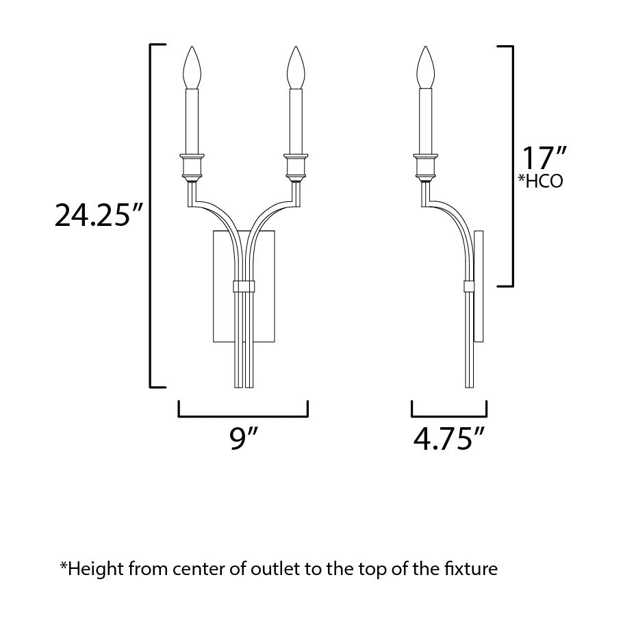 Normandy 2-Light Sconce by Studio M Lighting – line drawing