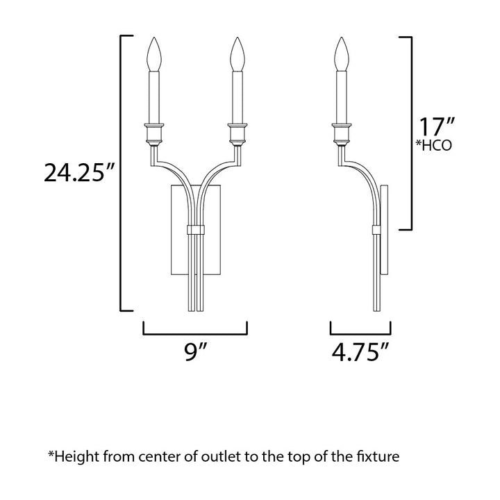 Normandy 2-Light Sconce by Studio M Lighting – line drawing