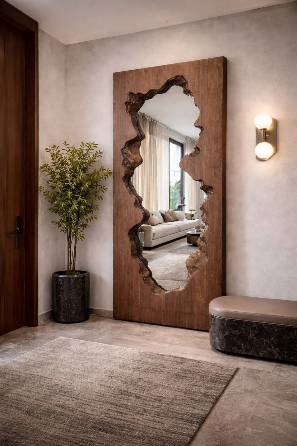 Gaia Rectangular Floor Mirror by Whiteline Modern Living – lifestyle