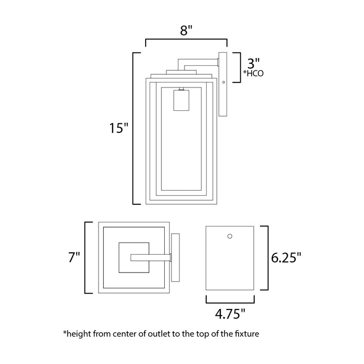 Cabana 1-Light Medium Outdoor Sconce by Studio M Lighting – line drawing