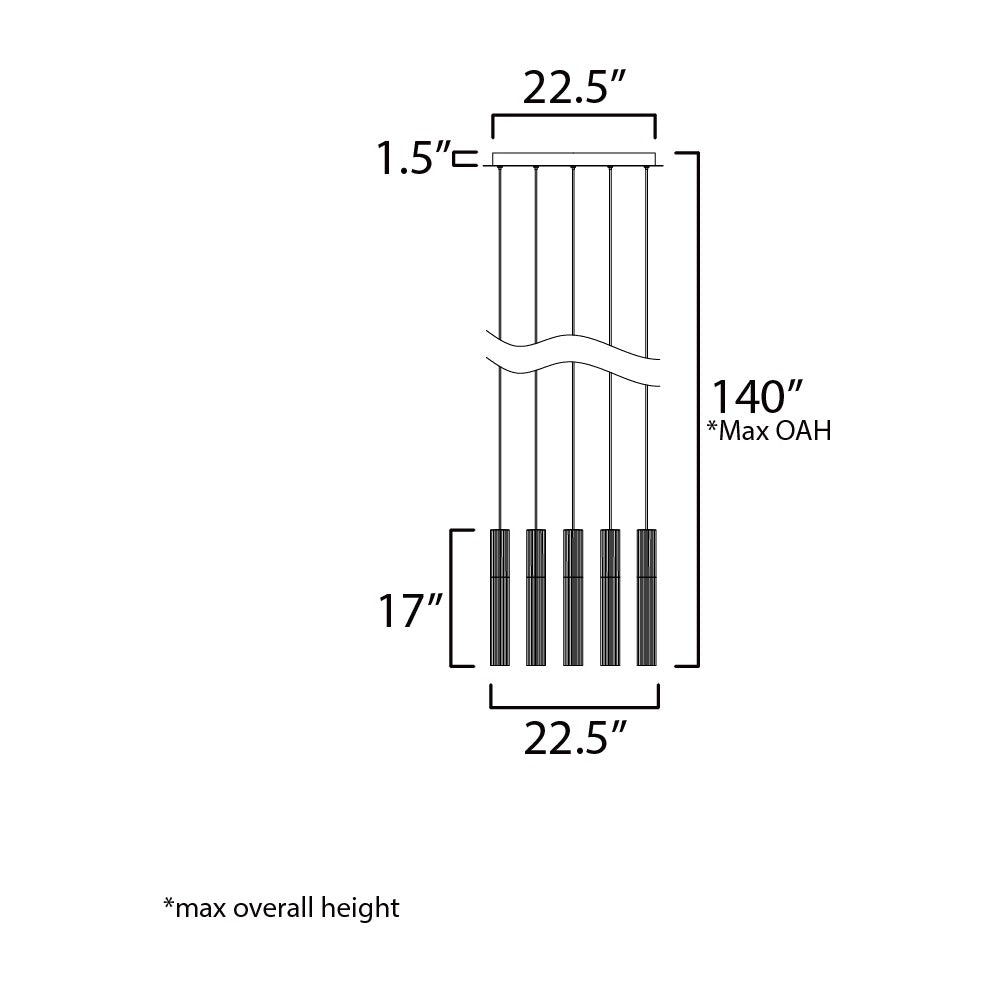 Reeds 12-Light LED Pendant by Studio M Lighting – line drawing
