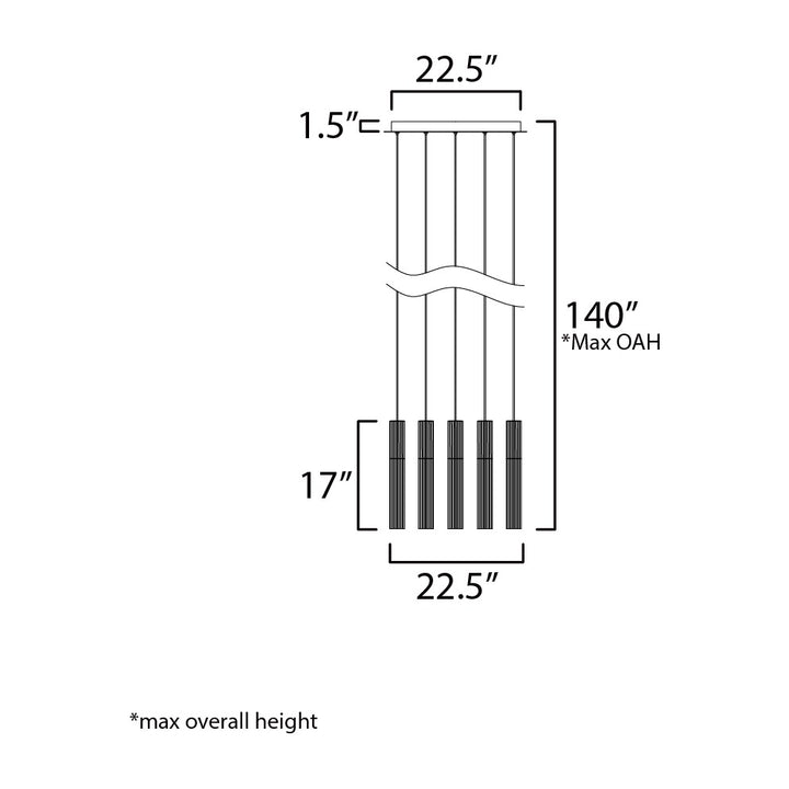 Reeds 12-Light LED Pendant by Studio M Lighting – line drawing