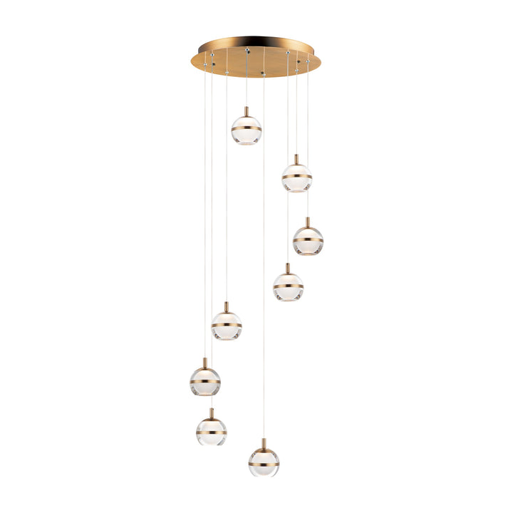 Swank 8-Light Pendant by Studio M Lighting in Natural Aged Brass