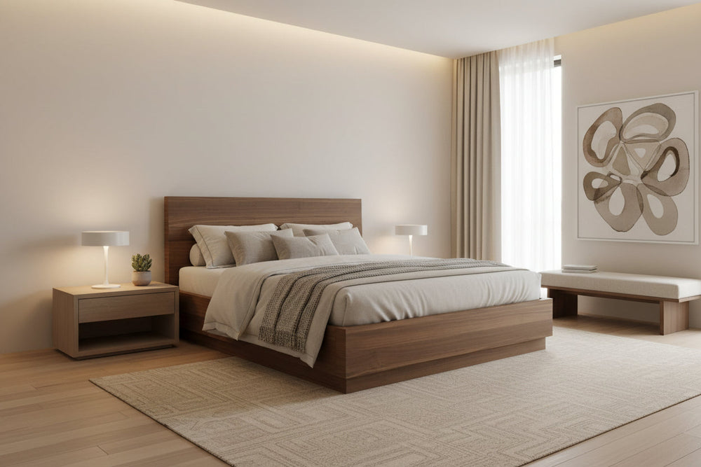 Della Storage Bed in Natural Walnut Mobital