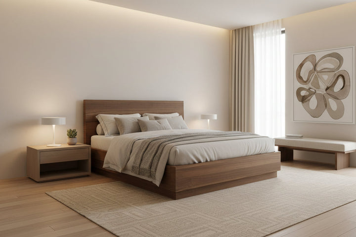 Della Storage Bed in Natural Walnut Mobital