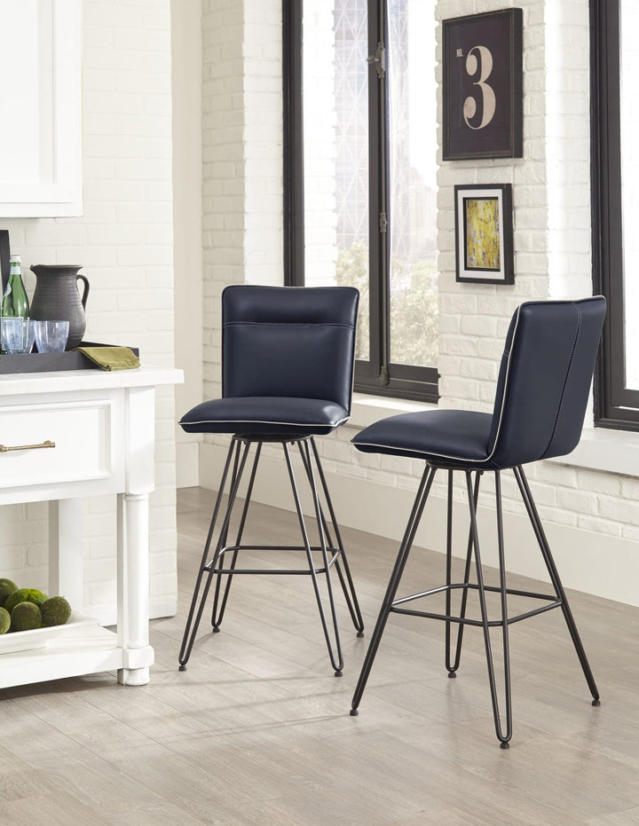 Demi Hairpin Leg Swivel Bar Stool in Cobalt — lifestyle photo